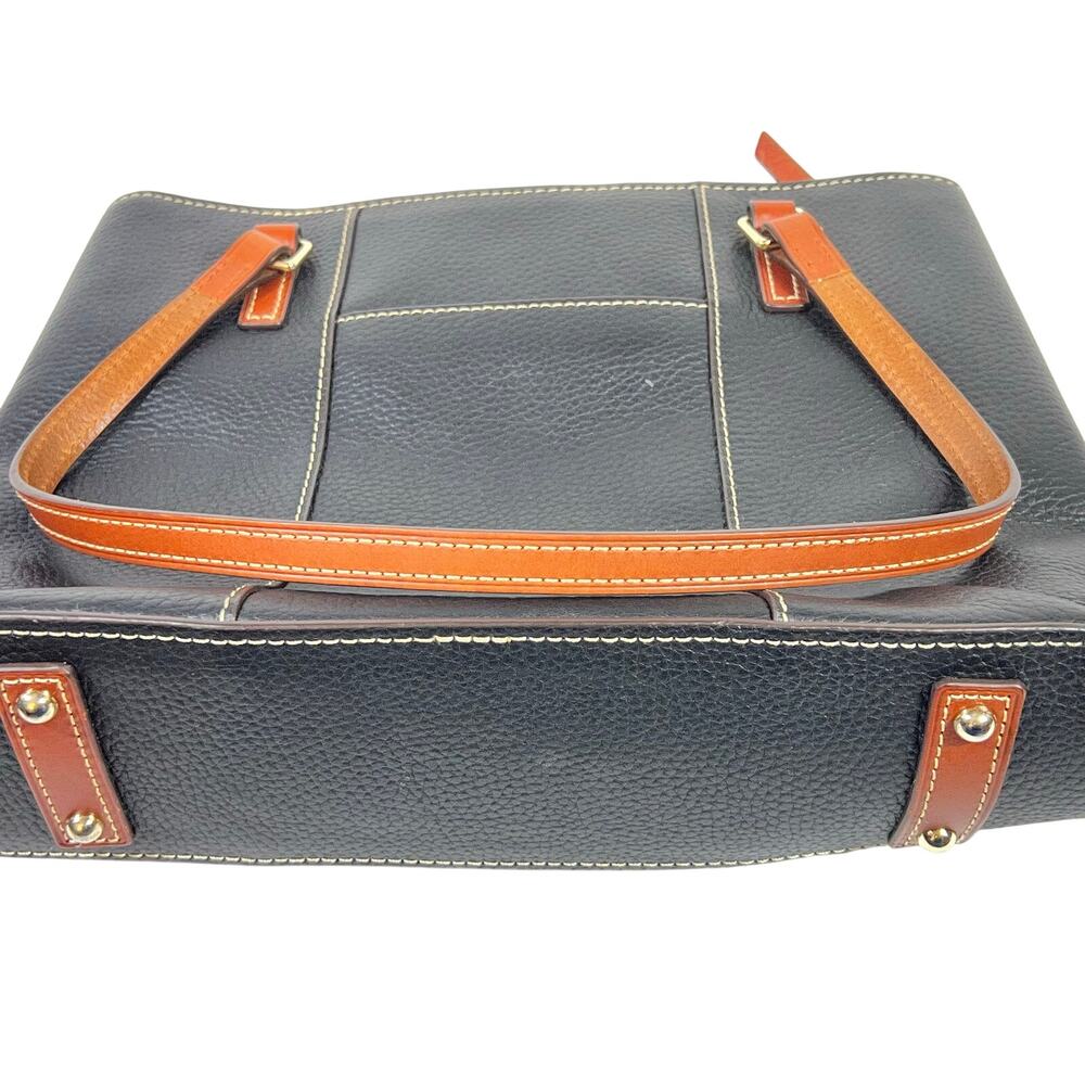 Dooney & Bourke Lexington Shopper Tote Tan Black Pebbled Leather Gold Hardware - Picture 6 of 16